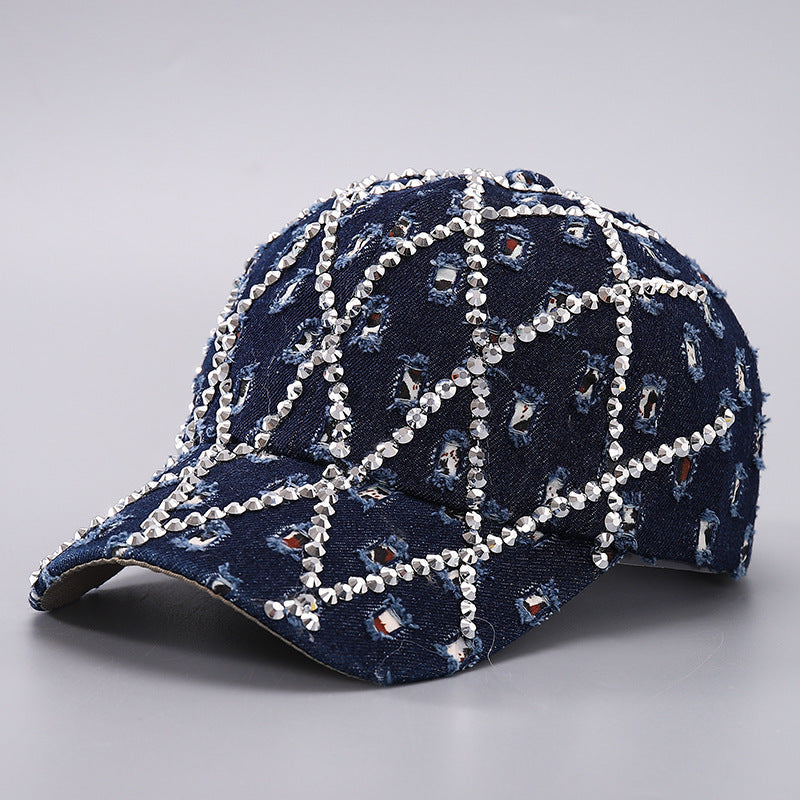 Ripped Diamond Denim Baseball Cap