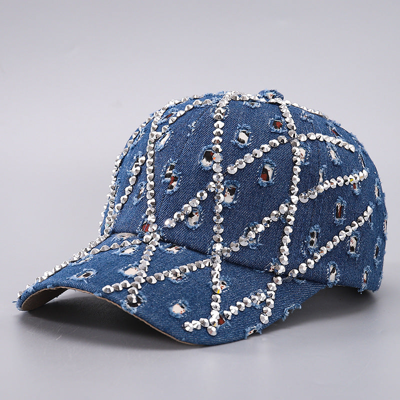 Ripped Diamond Denim Baseball Cap