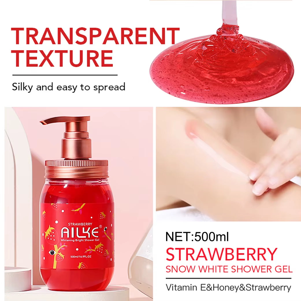 AILKE Peach Shower Gel Women Body Wash Care Best Moisturizing Exfoliating Brightening Scrub Fragrant Shampoo Bath Foam Female