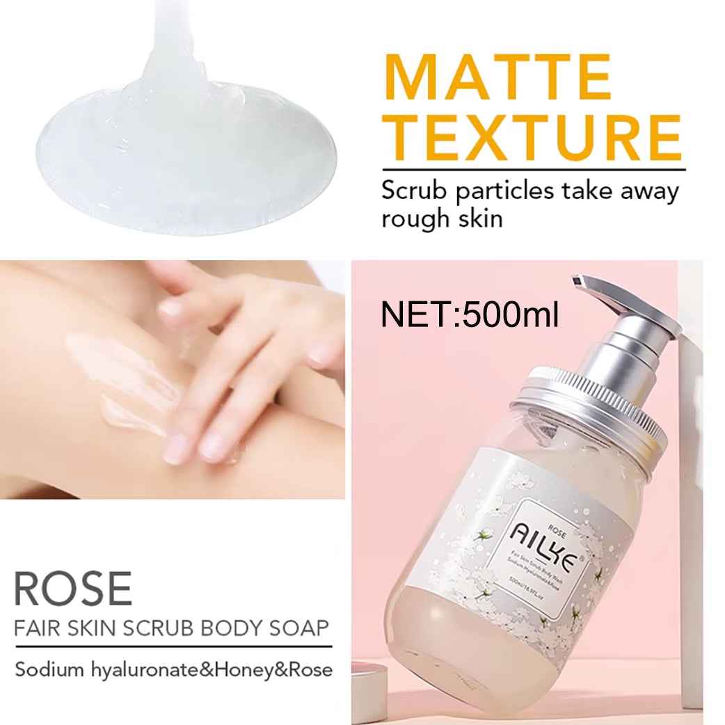 AILKE Peach Shower Gel Women Body Wash Care Best Moisturizing Exfoliating Brightening Scrub Fragrant Shampoo Bath Foam Female