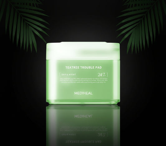 MEDIHEAL Teatree Trouble Toner Pads voor het gezicht met Tea Tree & Lactobacillus - Verzachtende wattenschijfjes voor gevoelige en acnegevoelige huid, veganistisch gaas, 100 pads