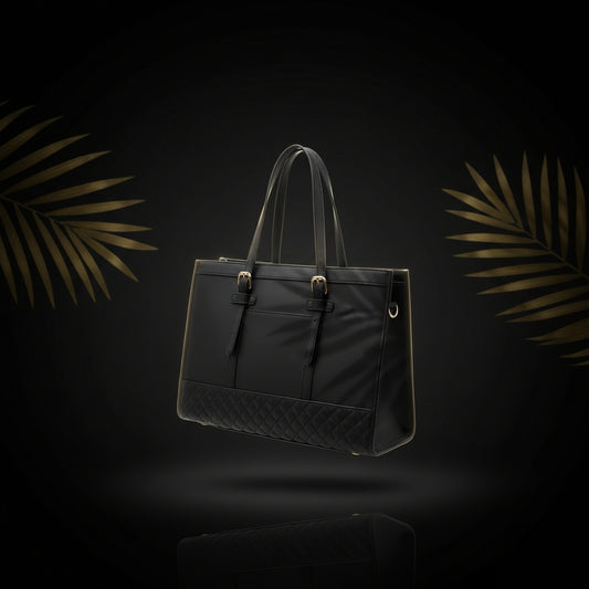 LOVEVOOK Fashion Laptop Tote Bag for Women, 15.6 inch, Black