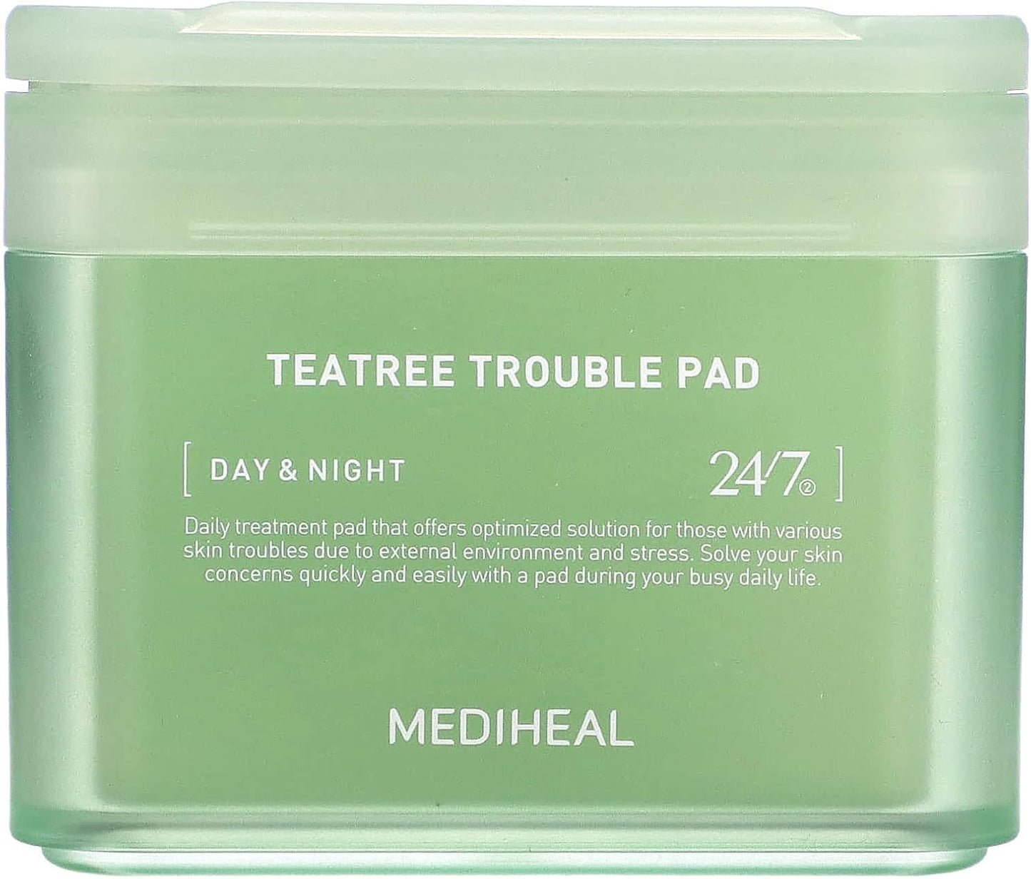 MEDIHEAL Teatree Trouble Toner Pads voor het gezicht met Tea Tree & Lactobacillus - Verzachtende wattenschijfjes voor gevoelige en acnegevoelige huid, veganistisch gaas, 100 pads