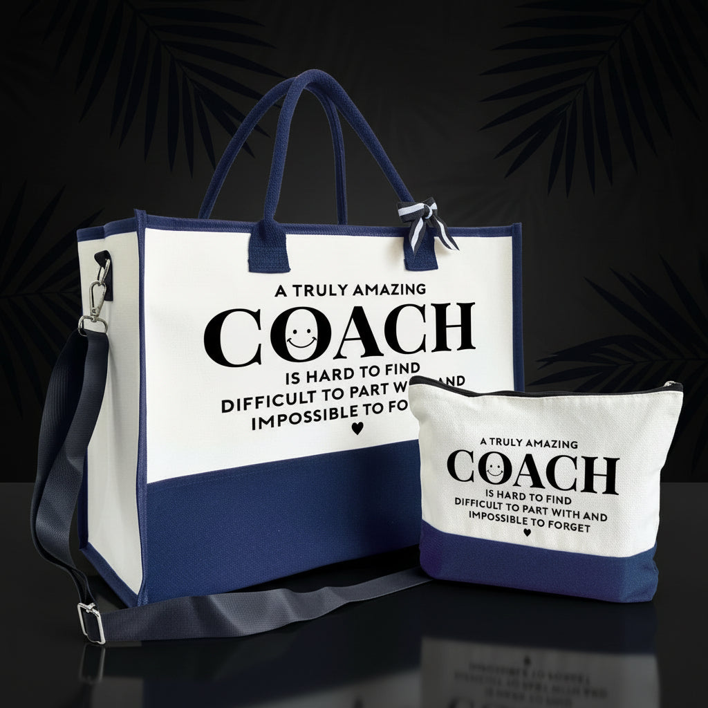Amazing Coach Tote Bag, Canvas Tote Bag for Women, Shoulder Beach Bag, Thank You Gift for Female Coach, Coach Gifts for Women, Travel Bag Gifts for Coach, Canvas Tote Bag With Zipper, Makeup Bag