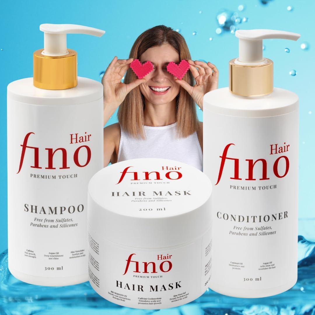 fino Hair Shampoo – Diepe Haarverzorging met Cafeïne, Biotine, Hyaluronzuur & Arganolie – Zonder Sulfaten & Parabenen – 300ml