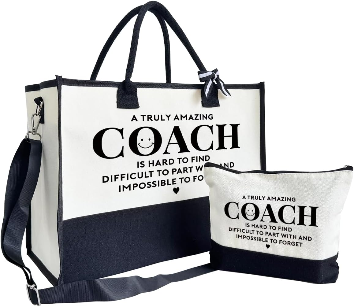 Amazing Coach Tote Bag, Canvas Tote Bag for Women, Shoulder Beach Bag, Thank You Gift for Female Coach, Coach Gifts for Women, Travel Bag Gifts for Coach, Canvas Tote Bag With Zipper, Makeup Bag