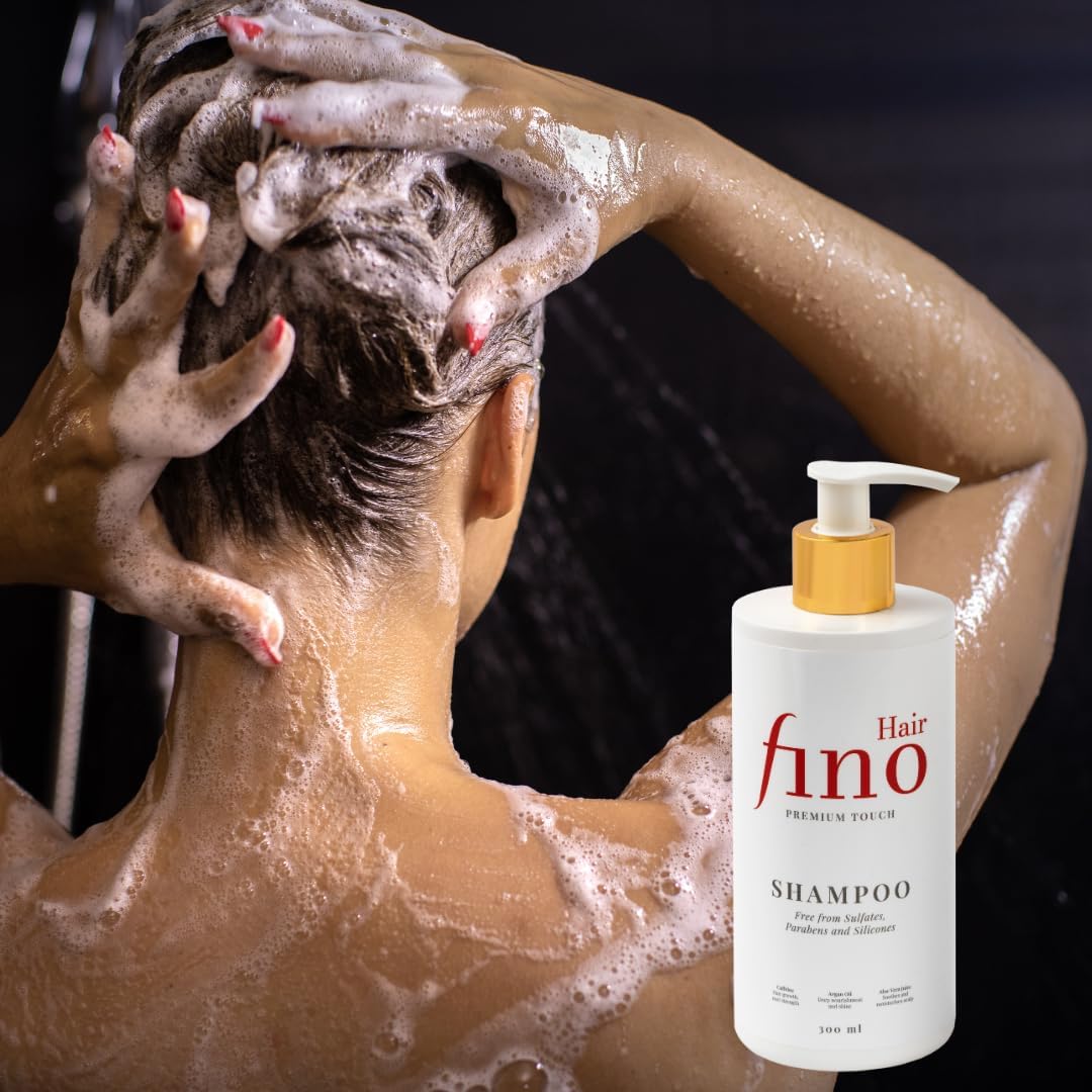 fino Hair Shampoo – Diepe Haarverzorging met Cafeïne, Biotine, Hyaluronzuur & Arganolie – Zonder Sulfaten & Parabenen – 300ml
