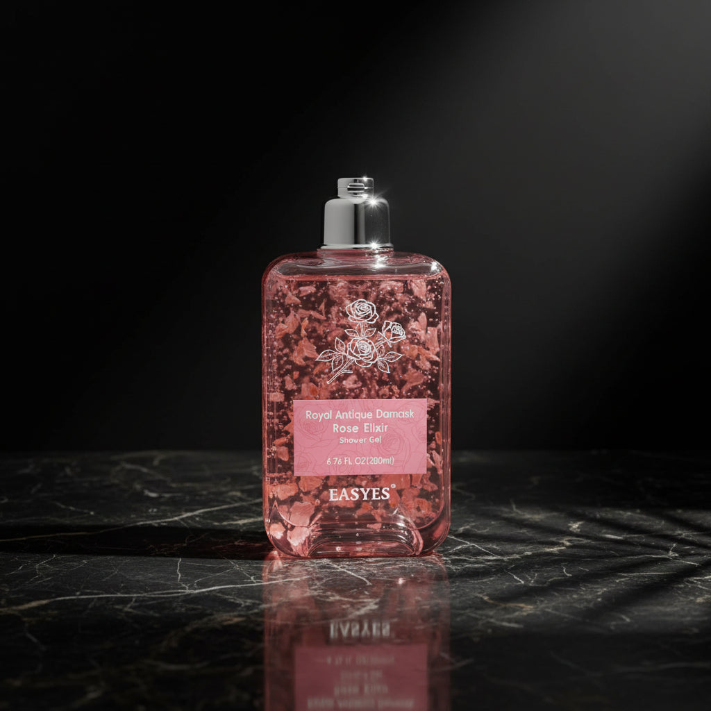 Easyes Rose Elixir Body Wash for Women, Moisturizing Essence Shower Gel with Triple Rose Formula, Hydrating Natural Cleanser, Gentle Foaming & Multi-Oil Nourishment, 7 oz