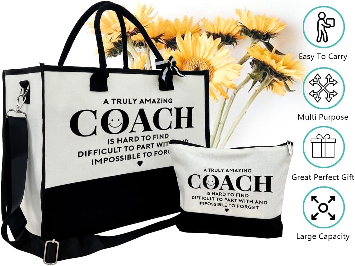 Amazing Coach Tote Bag, Canvas Tote Bag for Women, Shoulder Beach Bag, Thank You Gift for Female Coach, Coach Gifts for Women, Travel Bag Gifts for Coach, Canvas Tote Bag With Zipper, Makeup Bag