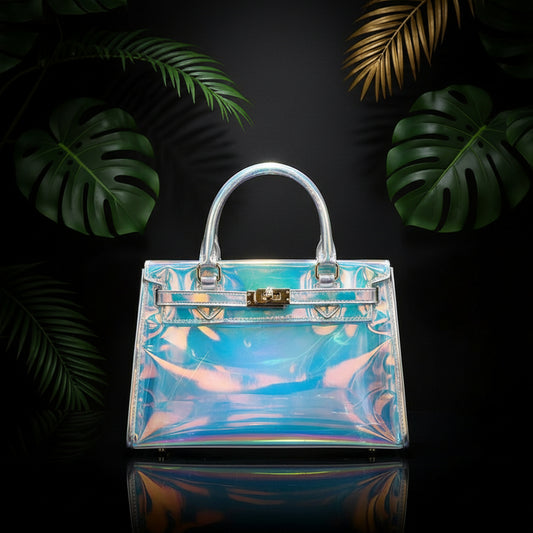 Iridescent Laser Print Convertible Shoulder Crossbody & Handbag
