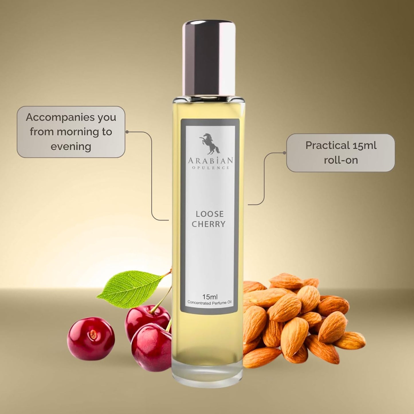 FR313 Loose Cherry Roll-on Perfume Oil for Women and Men, Luxurious and Concentrated Long Lasting Perfume Oil, Alcohol-Free Travel Size Body Scent for All-Day Freshness (15ml)