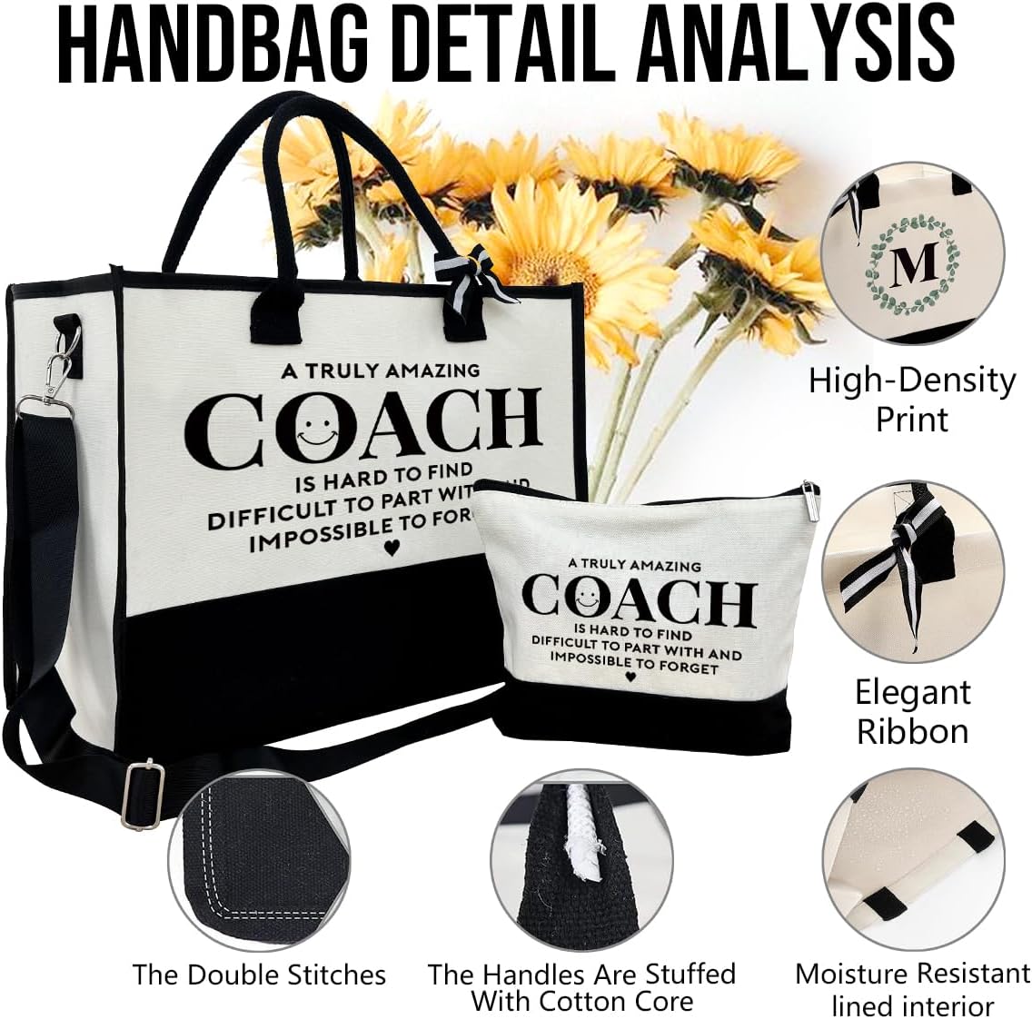 Amazing Coach Tote Bag, Canvas Tote Bag for Women, Shoulder Beach Bag, Thank You Gift for Female Coach, Coach Gifts for Women, Travel Bag Gifts for Coach, Canvas Tote Bag With Zipper, Makeup Bag