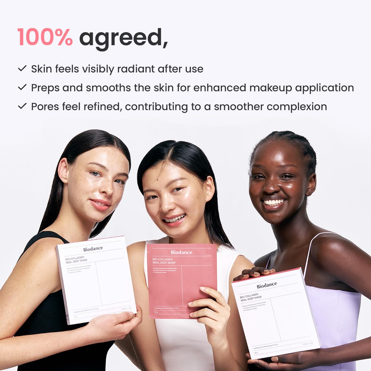 BIODANCE Bio-Collagen Real Deep Mask, Hydrating Overnight Hydrogel Mask, Pore Minimizing, Elasticity Improvement, 34g x4ea