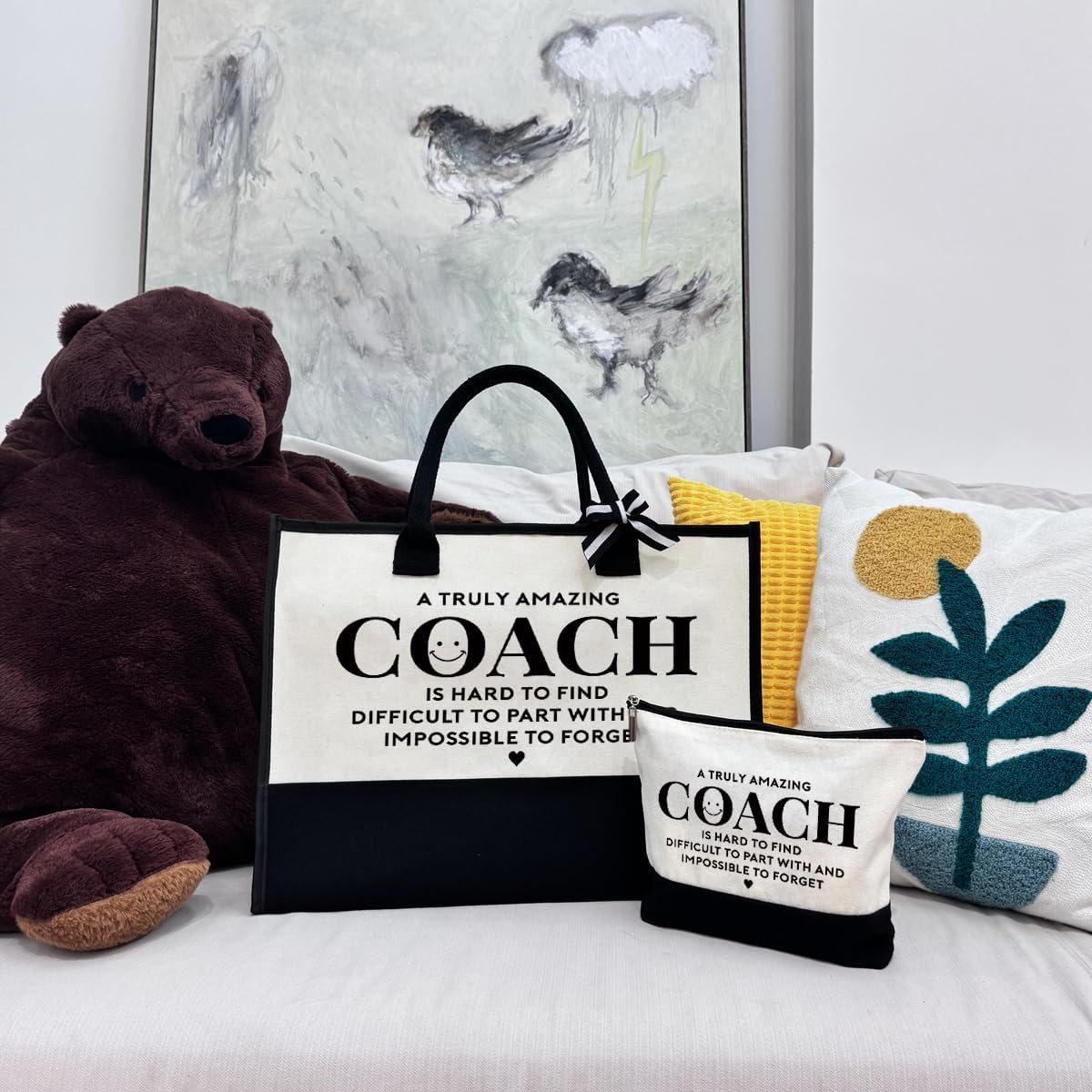 Amazing Coach Tote Bag, Canvas Tote Bag for Women, Shoulder Beach Bag, Thank You Gift for Female Coach, Coach Gifts for Women, Travel Bag Gifts for Coach, Canvas Tote Bag With Zipper, Makeup Bag