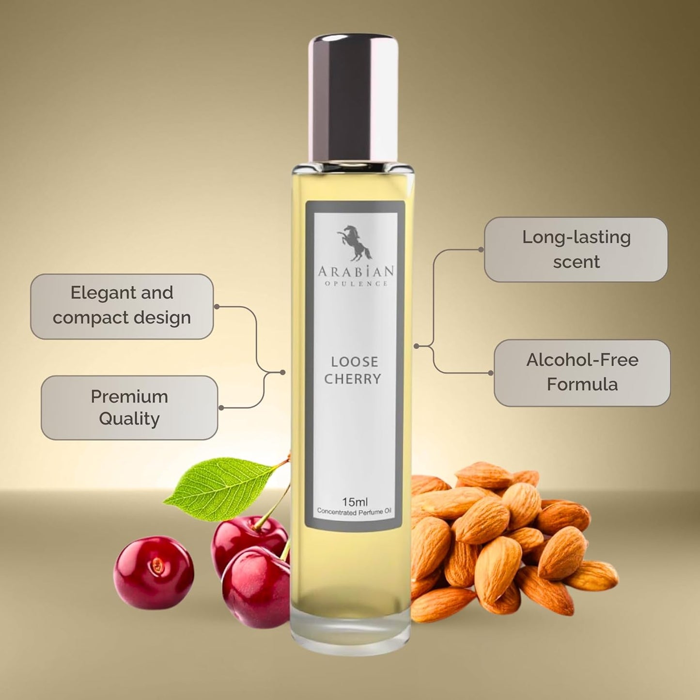FR313 Loose Cherry Roll-on Perfume Oil for Women and Men, Luxurious and Concentrated Long Lasting Perfume Oil, Alcohol-Free Travel Size Body Scent for All-Day Freshness (15ml)