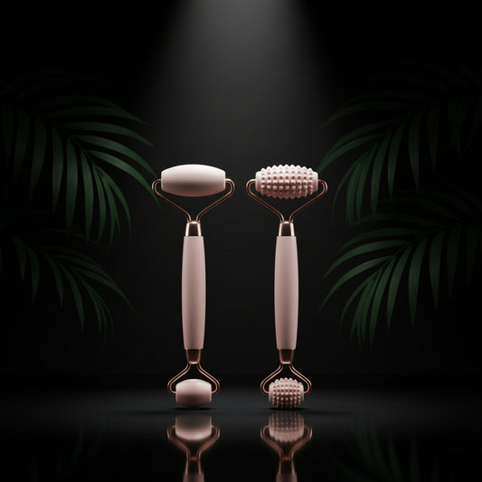 Kitsch Mini Ice Roller & Mini Face Roller Set with Pouch - Ice Roller for Face and Eye Puffiness | Facial Roller & Facial Massage Roller | Facial Roller for Puffy Eyes | Face Ice Roller (Blush)