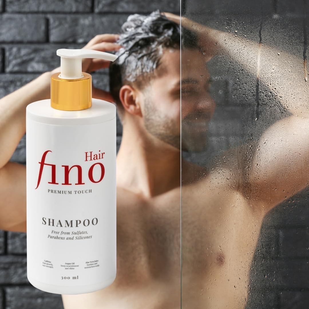 fino Hair Shampoo – Diepe Haarverzorging met Cafeïne, Biotine, Hyaluronzuur & Arganolie – Zonder Sulfaten & Parabenen – 300ml
