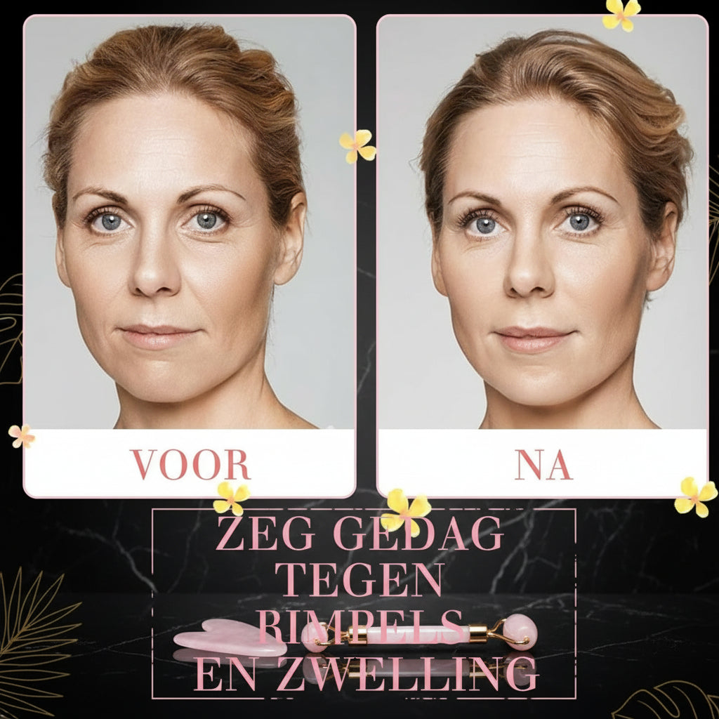 GUGUG Jade Roller and Gua Sha Set, Rose Quartz Roller with Guasha Stone, Facial Roller for Women, Massage Tool for Face, Neck and Body Muscles Relaxing