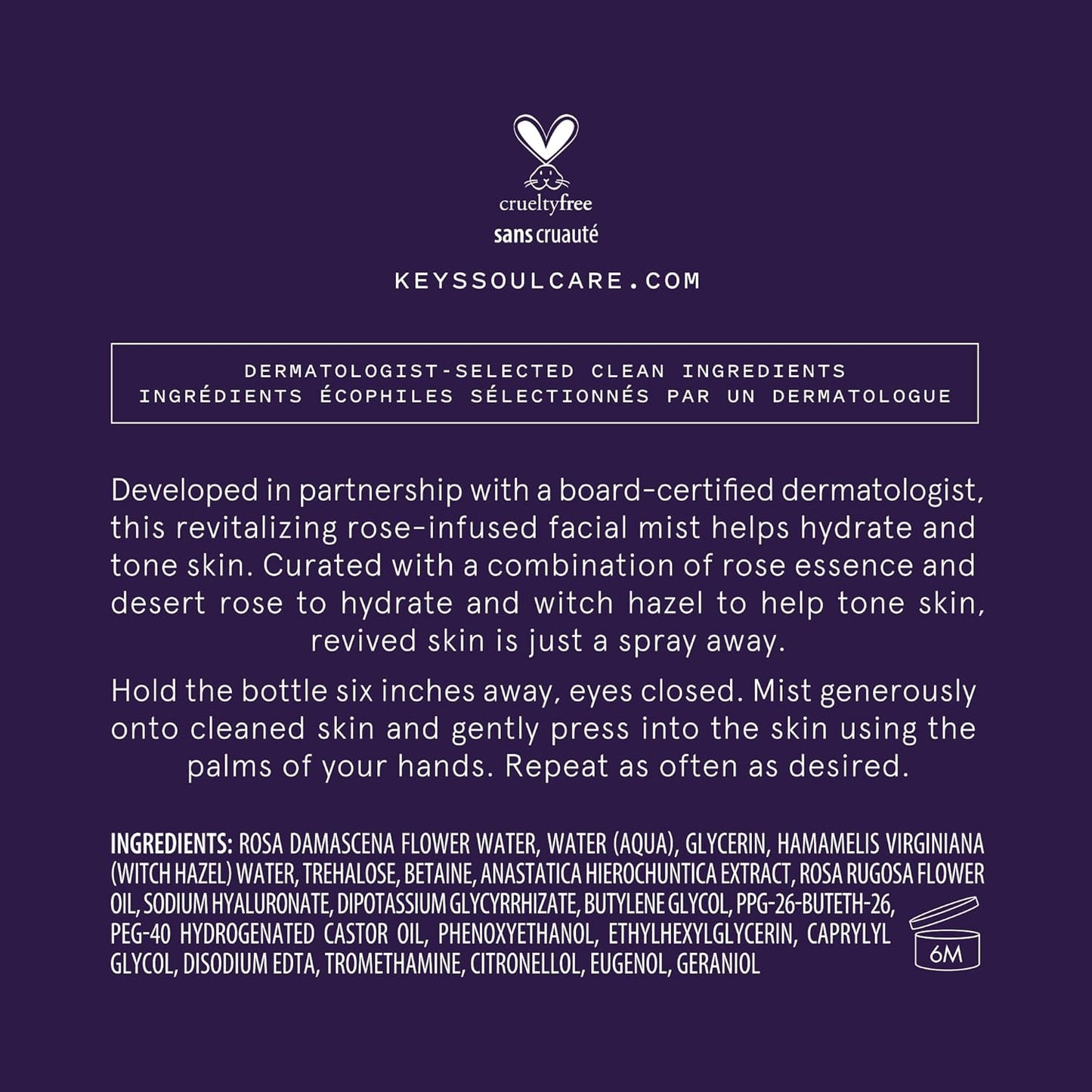 Keys Soulcare - Reviving Aura Mist met Roos van Jericho + Toverhazelaar/3,72 FL OZ (110 ml)