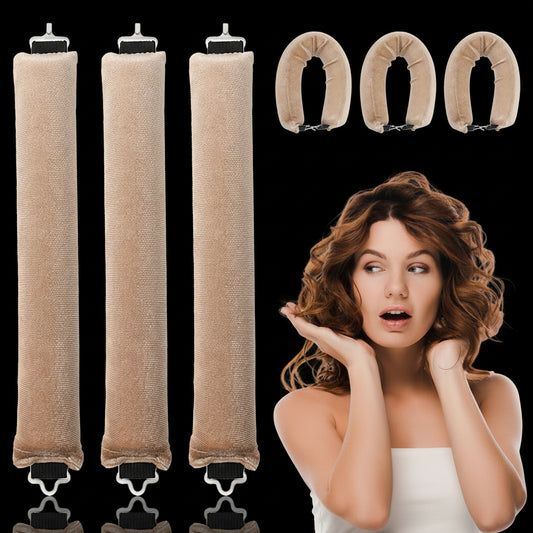 Krultang zonder hitte, 3 stuks, voor 's nachts, grote krullen voor golvende krulstyling, krulspelden zonder hitte, doe-het-zelf styling voor kort en lang haar (roze)