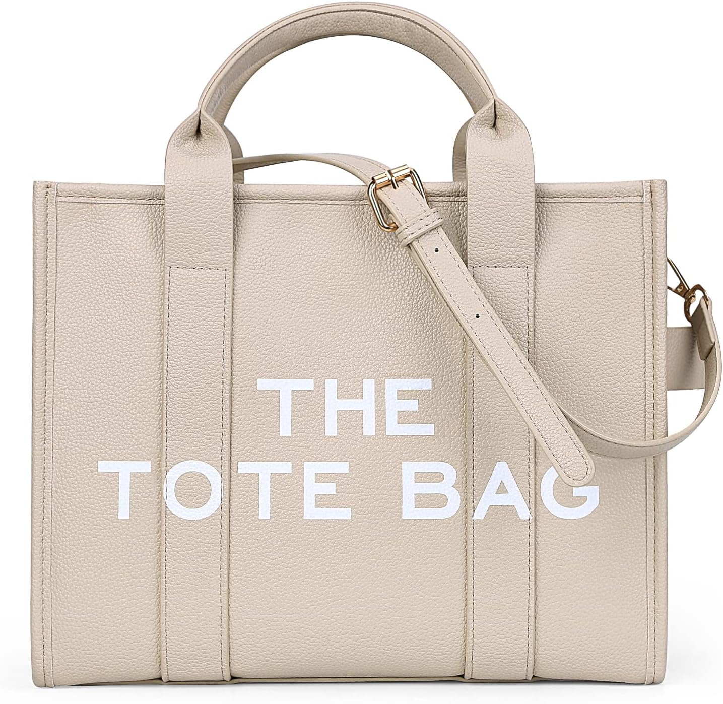 JQWSVE The Tote Bags for Women Handbag Tote Purse with Zipper PU Leather Crossbody Bag for Office, Travel, School, Pu-beige
