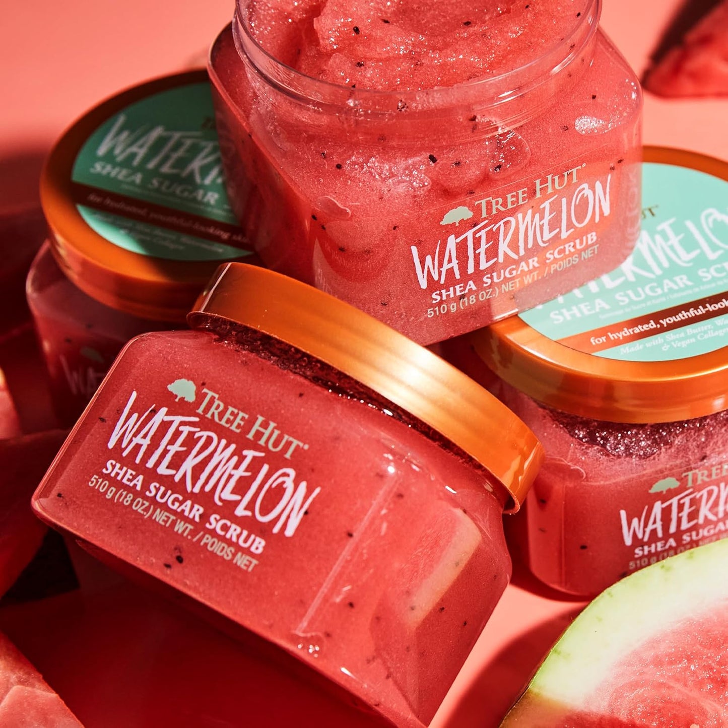 Tree Hut Watermeloen Shea Sugar Scrub, scrub, scrub, scrub, scrub, verwijdert dode droge huid voor een zacht en gehydrateerd gevoel, voedende essentiële lichaamsverzorging, 532 ml