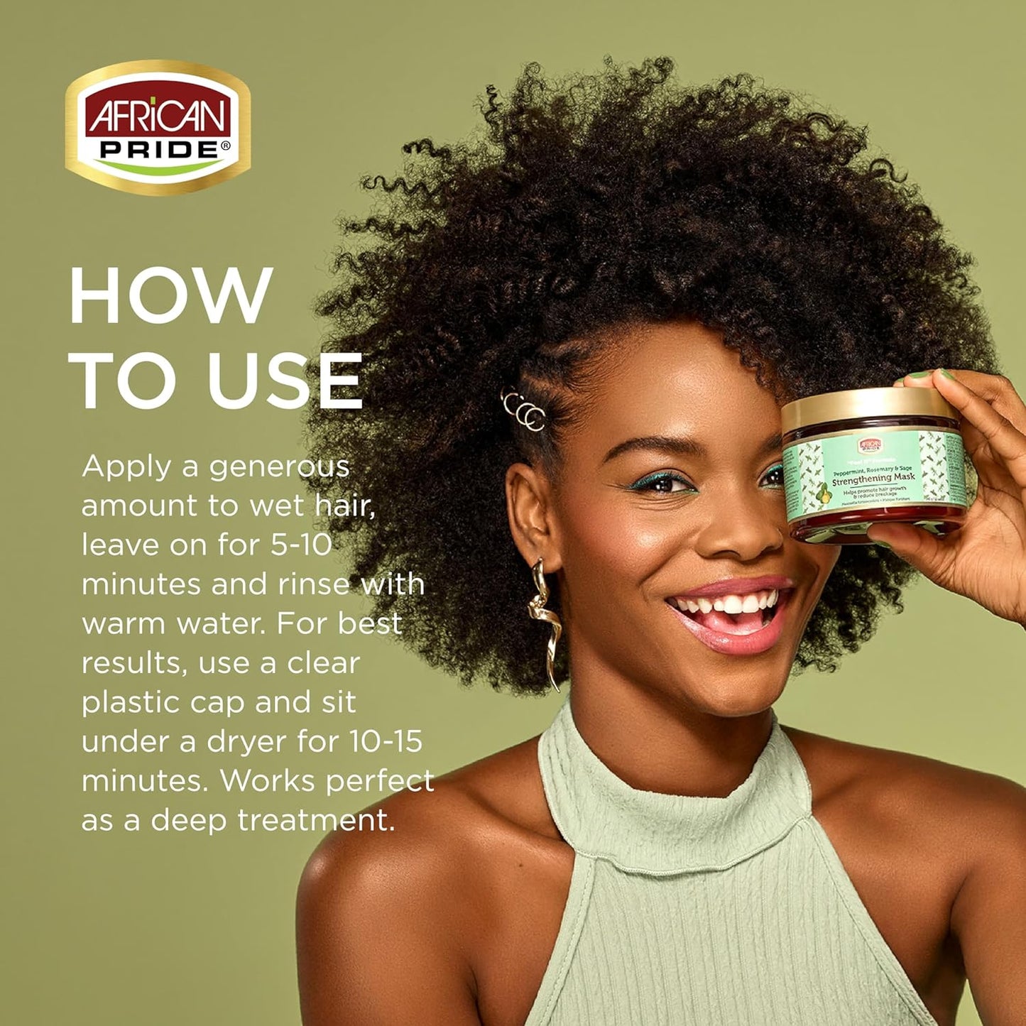 African Pride Feel It Formula Hair Strengthening Mask Treatment with Peppermint, Rosemary & Sage, For All Hair Types - Aids Hair Growth, Nourishes Split Ends & Dry Scalp, 12oz (Pack of 1)