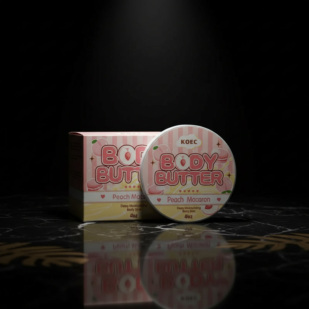 The image shows a bottle of body oil with a dropper, designed with a label that has strawberries and the text 'Strawberry Body Drop'.