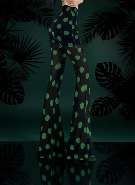 New Green Polka Dot Fresh Gauze Bell Pants