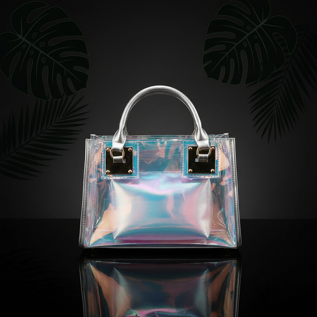 Iridescent Laser Print Convertible Shoulder Crossbody & Handbag