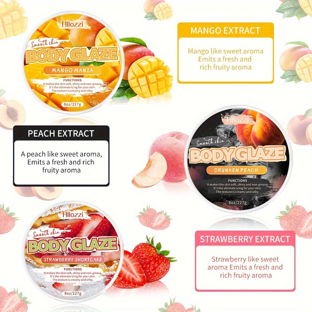 8oz Body Glaze - Mango, Peach & Strawberry Scents