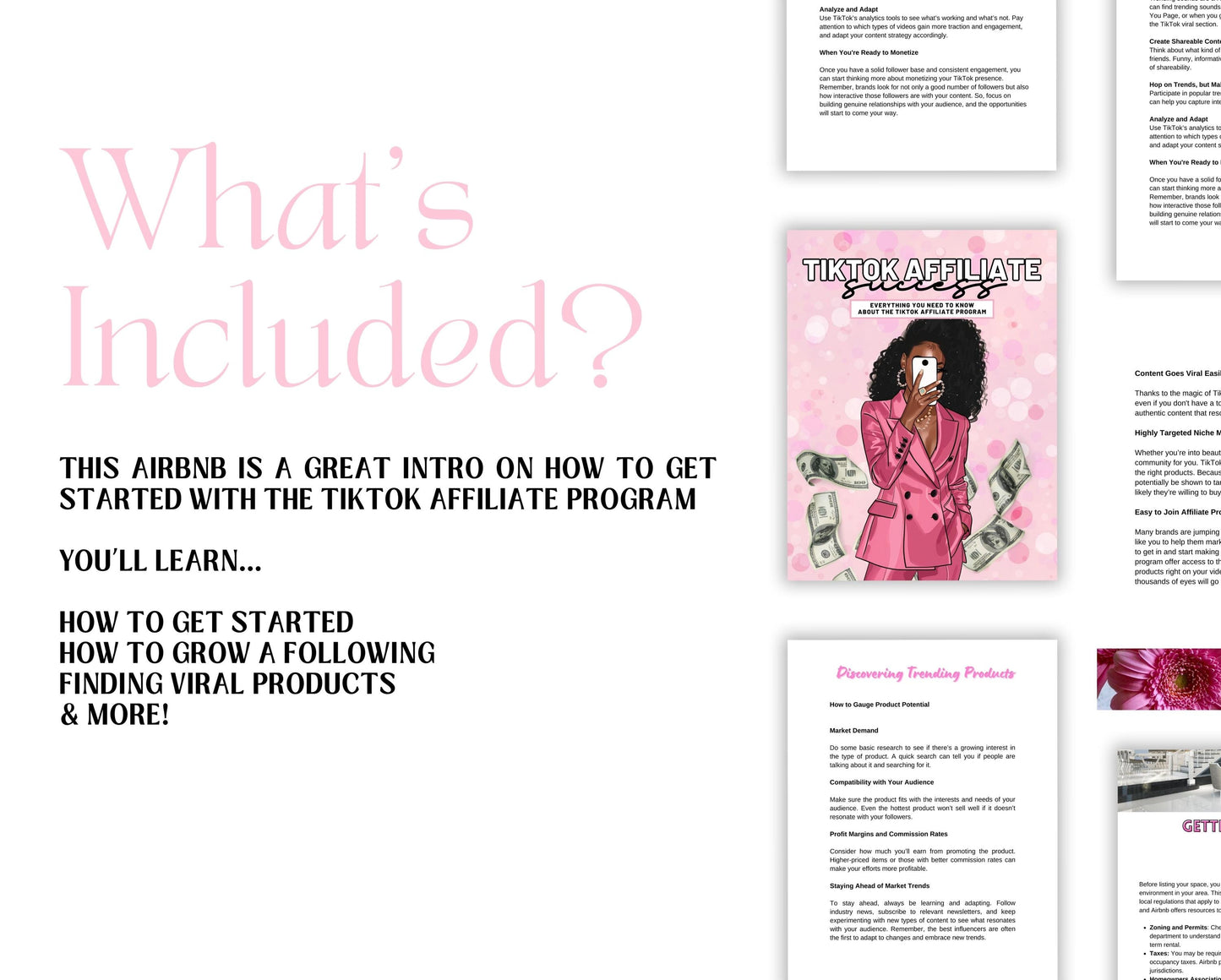 Tiktok Affiliate Guide, Faceless Marketing Guide, Social Media Guide, Canva Guide, Girl Boss PLR Ebook, Done for You