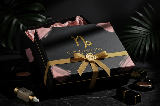 ♑ luxury / powder pink blush / gold / dark aesthetic branding. Mystery box name:CAPRICORN SUN | Mystery BOX