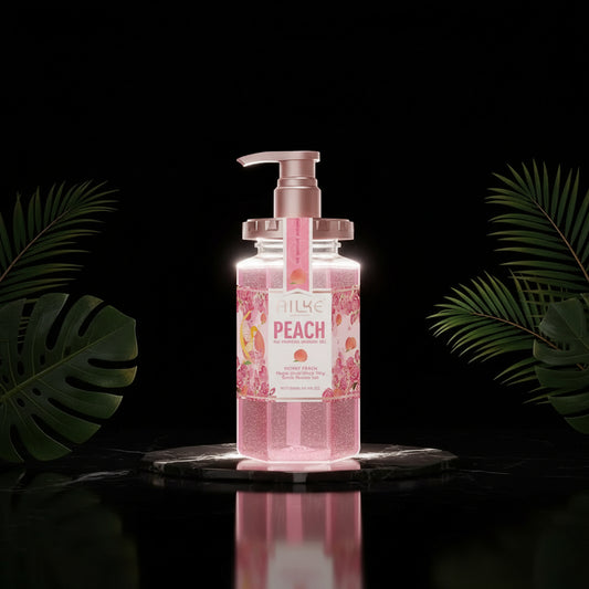 AILKE Peach Shower Gel Women Body Wash Care Best Moisturizing Exfoliating Brightening Scrub Fragrant Shampoo Bath Foam Female