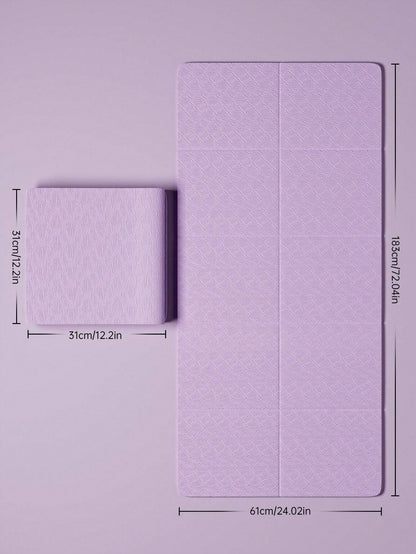 1Pc Pink Foldable Yoga Mat, Tpe Material, 183*61*0.6Cm, Easy to Carry, Suitable for Home Use