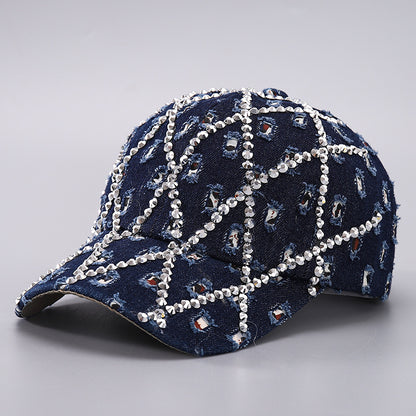 Ripped Diamond Denim Baseball Cap
