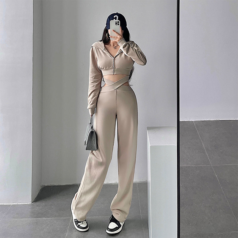 Trendy Hooded Long Sleeve Crop Crop Sweatshirt