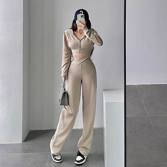 Trendy Hooded Long Sleeve Crop Crop Sweatshirt