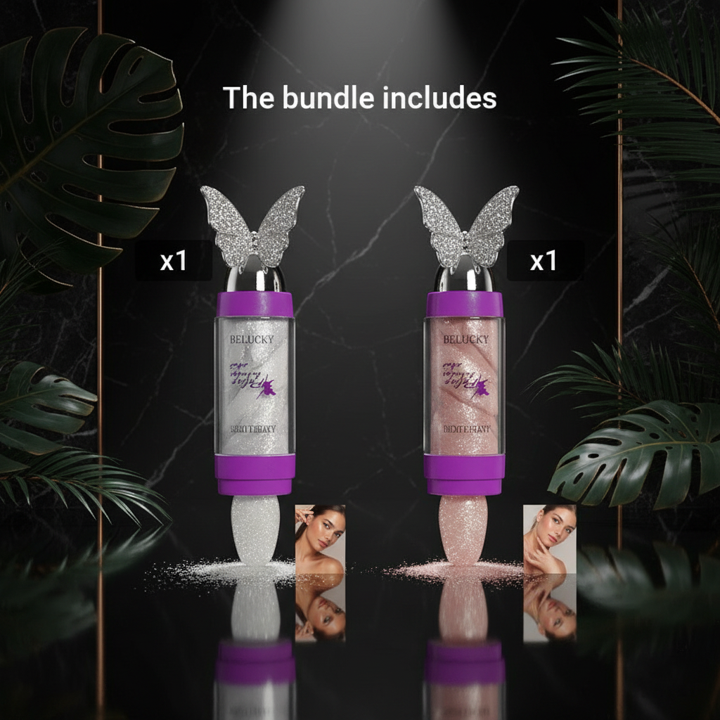 A highlighter stick by MAYBELUCKY with packaging showing dimensions, with the stick visible alongside the box.