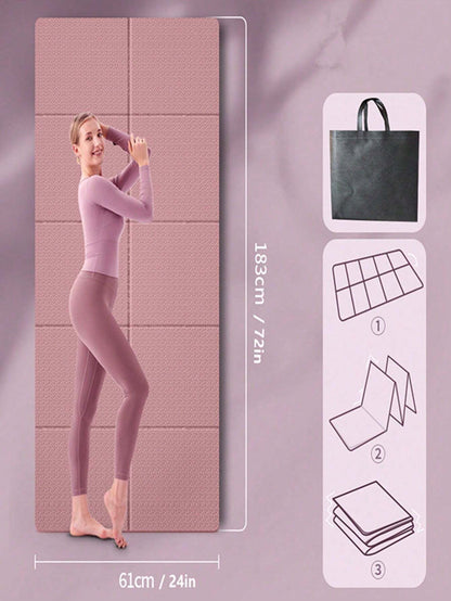 Tusi Folding Yoga Mat TPE Yoga Mat Fitness Sports Mat anti Slip Fitness Dance Mat Jumping Rope Mat Supine Seat Cushion 68CM*183CM*0.6CM