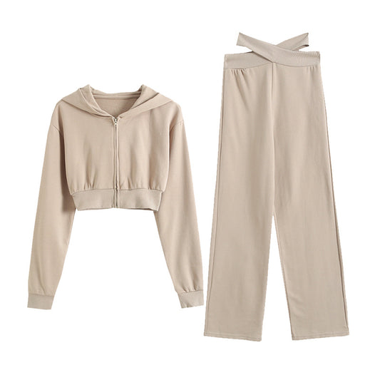 Trendy Hooded Long Sleeve Crop Crop Sweatshirt