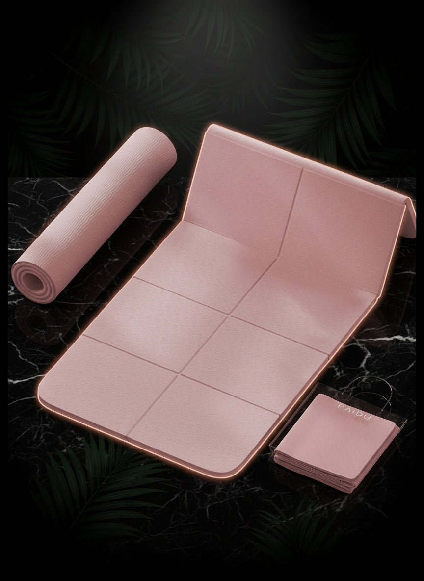 1Pc Pink Foldable Yoga Mat, Tpe Material, 183*61*0.6Cm, Easy to Carry, Suitable for Home Use