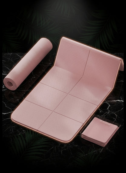 1Pc Pink Foldable Yoga Mat, Tpe Material, 183*61*0.6Cm, Easy to Carry, Suitable for Home Use