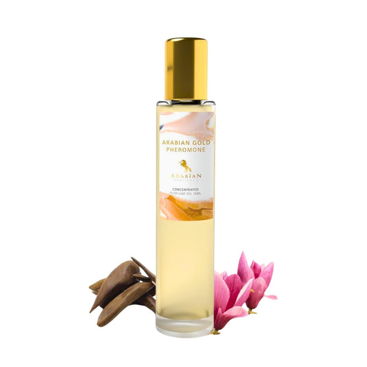 Arabian Gold Pheromone Roll-on Perfume Oil | Concentrated Fragrance | Long Lasting Oil Based Perfume for Men and Women | Travel Size Bottle Alcohol-Free (15ml)