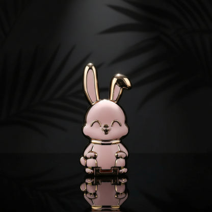 Ultra-Thin Cartoon Rabbit Phone Stand - Universal Finger Ring Holder with Foldable Design and Adhesive Support Frame