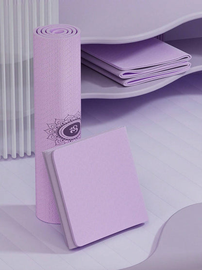 1Pc Pink Foldable Yoga Mat, Tpe Material, 183*61*0.6Cm, Easy to Carry, Suitable for Home Use