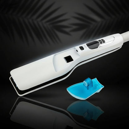 Professional Salon Steam Straighteners for Hair, Vapor Steam Flat Iron Ceramic Tourmaline Hair Straightener, Fast Heat up, LED Display, Dual Voltage, White