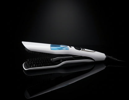 Professional Salon Steam Straighteners for Hair, Vapor Steam Flat Iron Ceramic Tourmaline Hair Straightener, Fast Heat up, LED Display, Dual Voltage, White