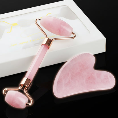 Gua Sha Jade Roller for the Face, GeeRic Gua Sha Tool Jade Roller for Facial Massage Tools, Natural Jade Roller Set of Soothing Stone, Eliminates Eye Swelling, Skin, Face,