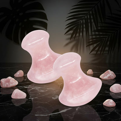 2 Stks Jade Roller voor Gezicht Paddestoel-vormige Huidverzorging Gua Sha Facial Gereedschap Gladde Ronde Randen Spa Rozenkwarts Gezicht Roller Massager Tool voor het verlichten van Spanningen